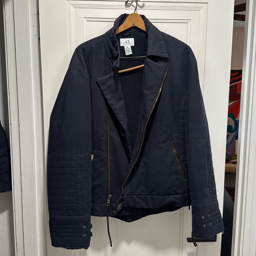 Vintage Armani Exchange Moto Bomber Jacket Sz XL